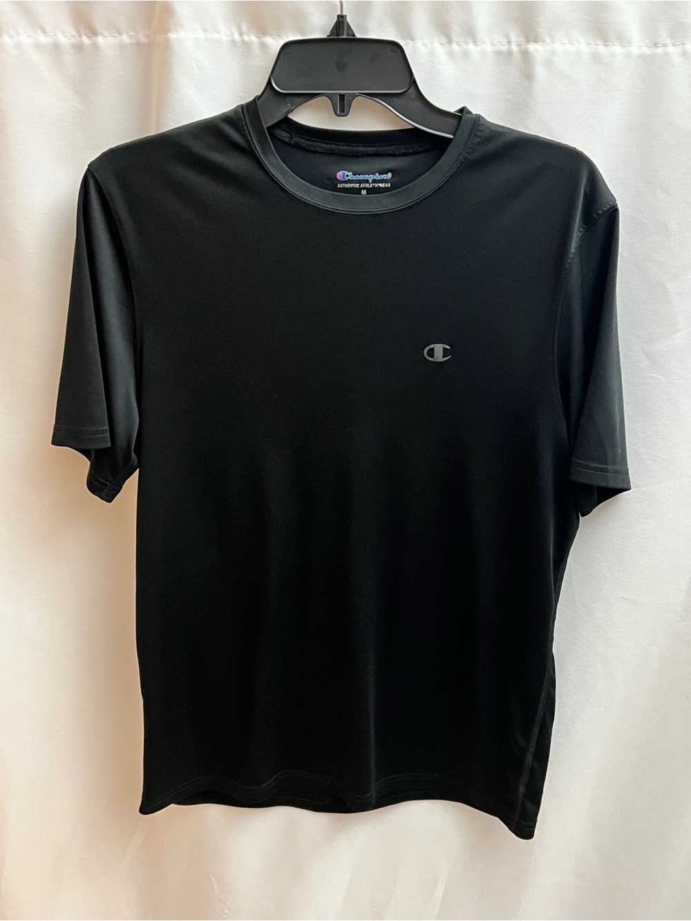 Champion Men’s Medium Black Performance Athletic Short Sleeve T-Shirt Logo